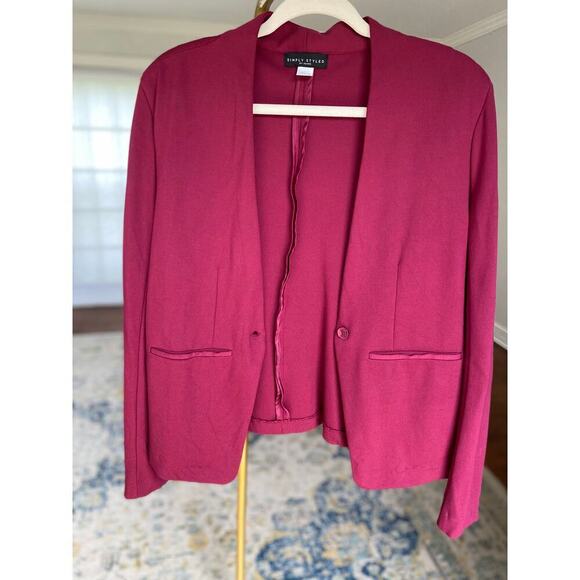 Simply Styled Berry Blazer Feminine Polished Business Professional Autumn Winter - Picture 2 of 8